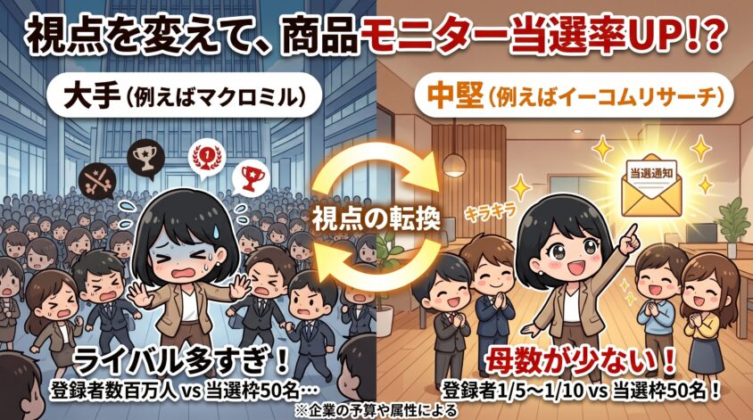 商品モニターの当選感度は中堅サイトが有利な可能性