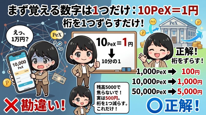 10PeX＝1円