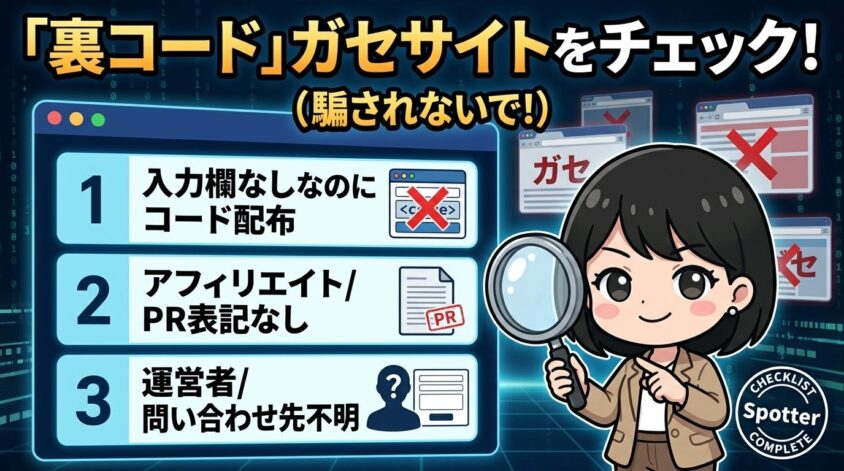 「裏コード配布」系サイトを見抜く3つの特徴