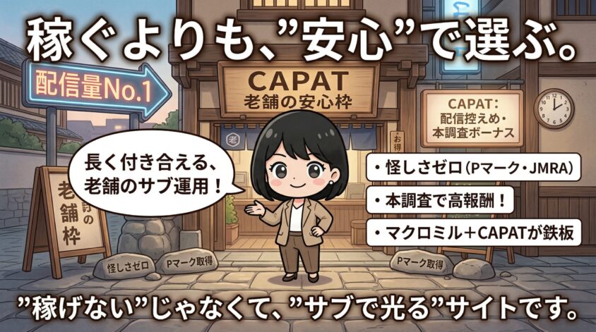 CAPATは"稼ぐ"より"安心して長く付き合える"サブサイト