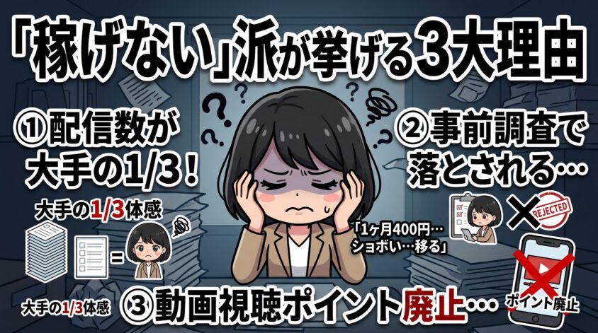 「稼げない」派が挙げる3大理由
