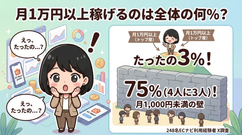 月1万円以上稼げるのは全体の何%か