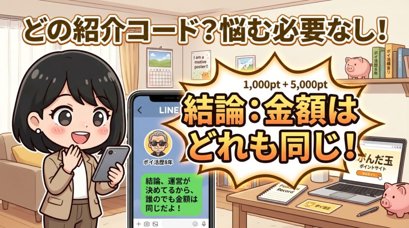 どの紹介コードを使えばいい？答え：金額はどれを使っても同じ