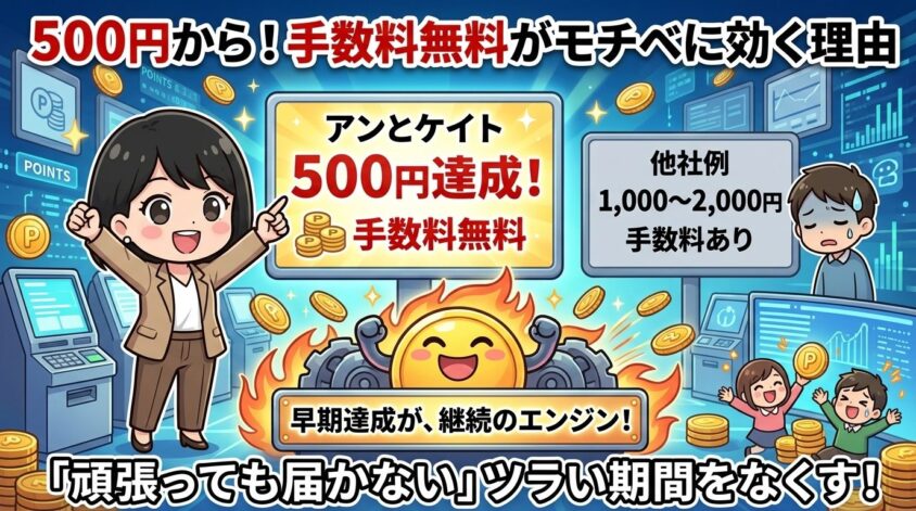最低換金500円＋手数料無料が効いてくる理由
