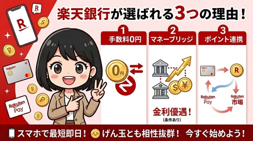楽天銀行が選ばれる3つの理由