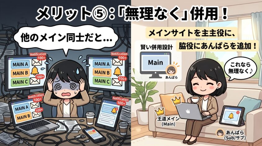 他のメイン候補との併用前提で「無理なく」運用できる