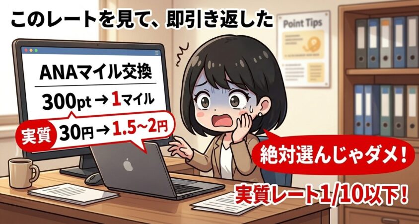 ANAマイル交換は「画面で見て即引き返した」