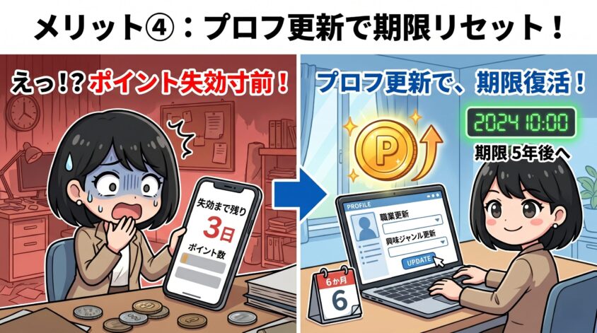 プロフィール更新でポイント有効期限が延びる