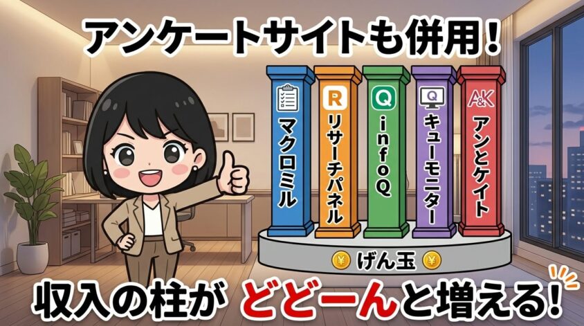 アンケート系サイトを併用すれば収入の柱が増える
