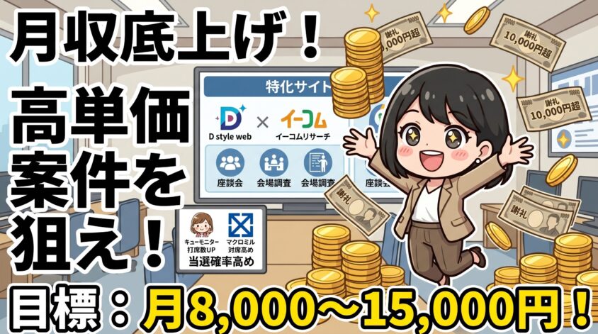 高単価特化：座談会・会場調査が豊富なサイトとの組み合わせ