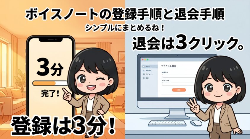ボイスノートの登録手順と退会手順