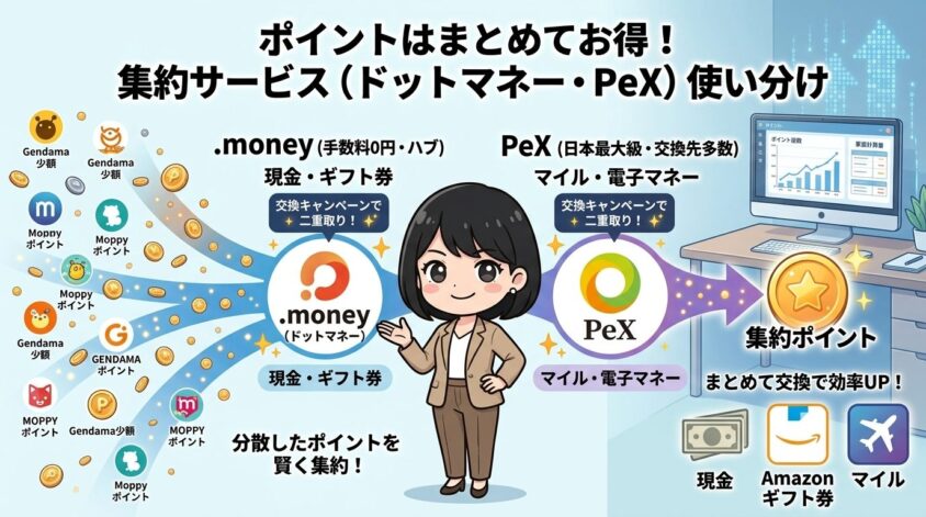 ポイント集約サービス（ドットマネー・PeX）の使い分け