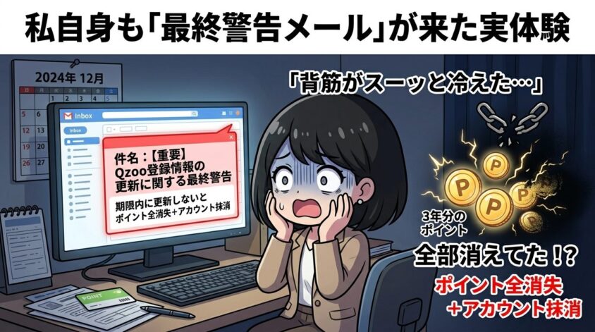 私自身も「最終警告メール」が来た実体験