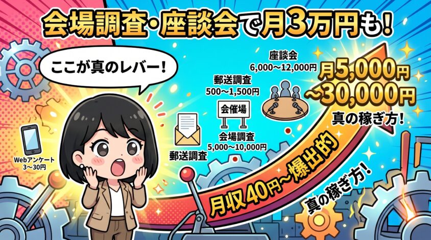 会場調査・座談会まで含めると月5,000〜30,000円も狙える