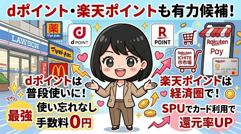 普段使いするなら「dポイント」「楽天ポイント」も有力候補