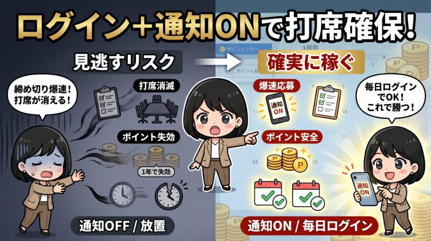 毎日ログイン＋プッシュ通知ON