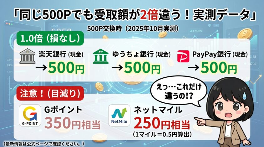 交換先別 実質受取額の実測検証データ