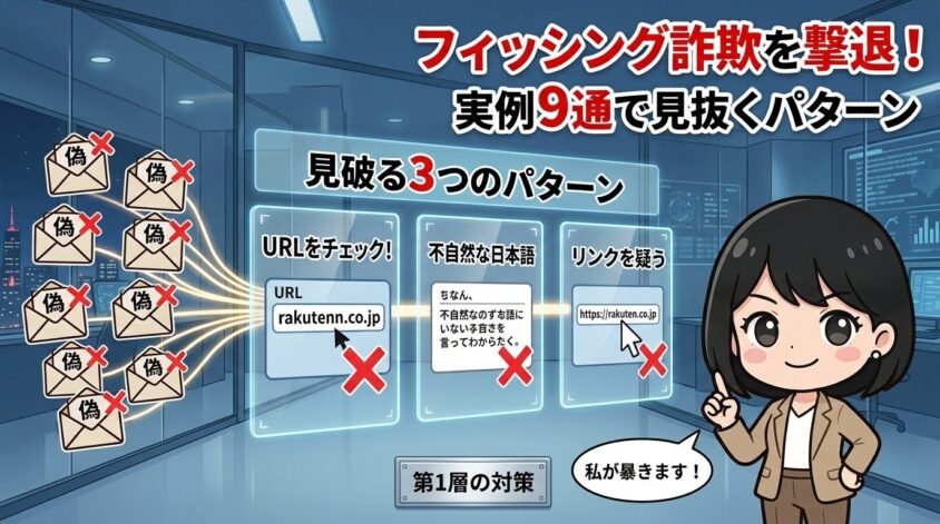 本物のフィッシング対策 — 偽メール9通から学ぶ見分け方