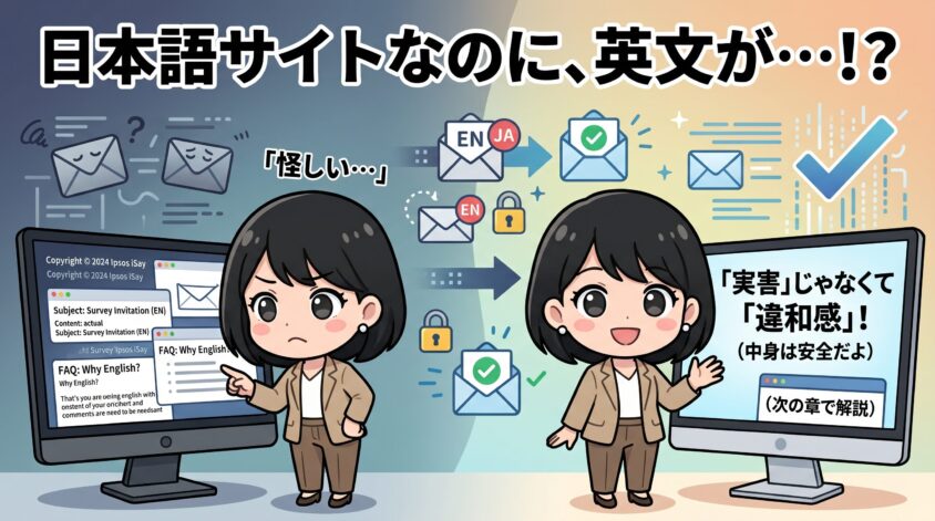 サイト・メール・FAQに英文が混ざる