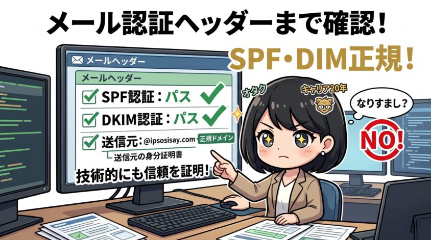 メール認証ヘッダーまで確認した結果