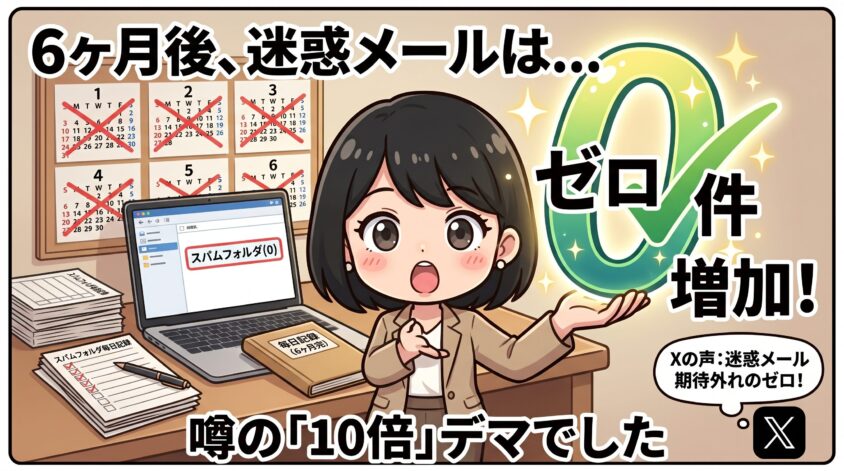 6ヶ月後、迷惑メールは「ゼロ件増加」だった