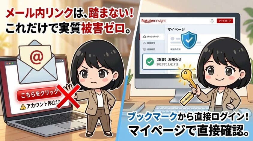 被害ゼロ化の最強運用:「メール内リンクを踏まない」